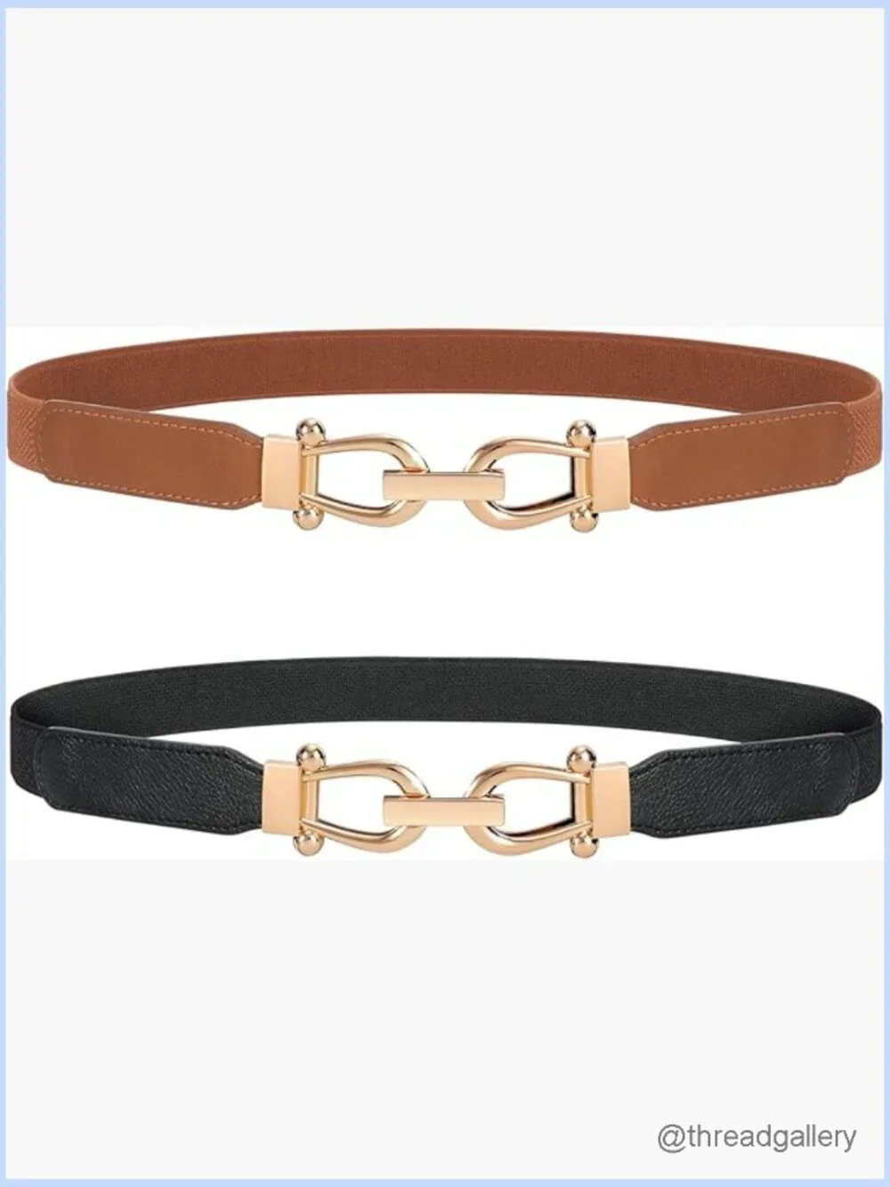 Stretchy Waist Belt with Gold Buckle Skinny Elastic Ladies Belt